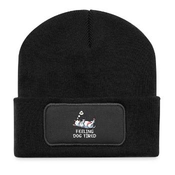 Un bull terrier miniature Bull Terrier Épuisé - Beanie recyclé à patch - noir - Devant