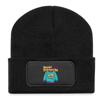 Cassette rétro upcyclée des années 90 - Beanie recyclé à patch - noir - Devant