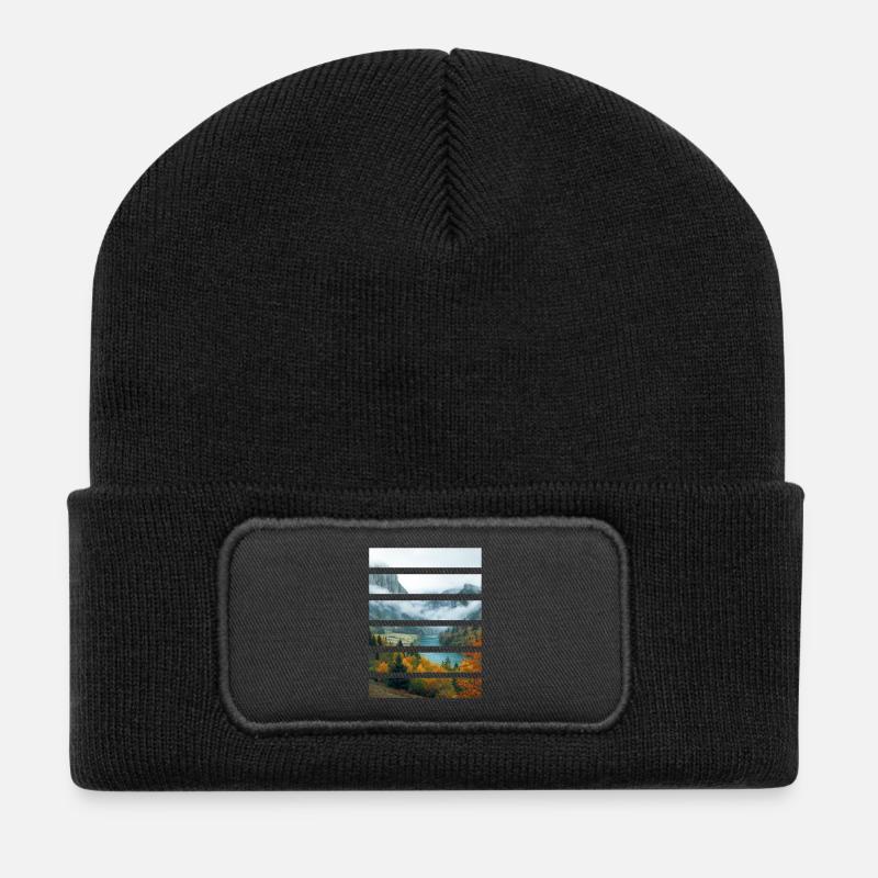 Vallées dAutomne et Lac Paisible - Beanie recyclé à patch - noir