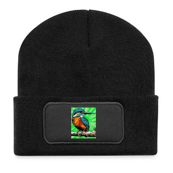Eisvogel - Recycelte Patch Beanie - Schwarz - Vorne