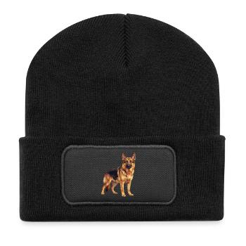 Geometric German Shepherd Low Poly Dog Art - Recycled Patch Beanie - black - Front