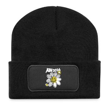 Remise des diplômes du lycée Graffiti avec des vêtements urbains à la fleur jaune - Beanie recyclé à patch - noir - Devant