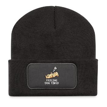 Feeling Dog Tired Labrador Labradorbesitzer Labbi - Recycelte Patch Beanie - Dunkelgrau - Vorne