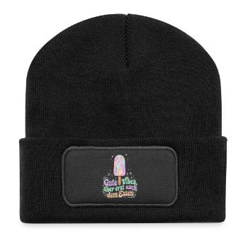 Kristall Eis, Gute Vibes - Recycelte Patch Beanie - Schwarz - Vorne