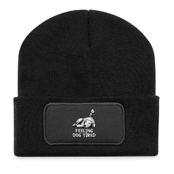 Chien fatigué Lévrier irlandais Lévrier - Beanie recyclé à patch - noir - Devant