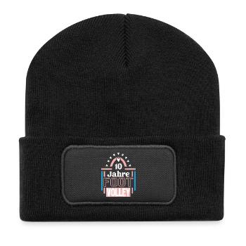 10 Jahre Footvolley Jubiläum Footvolleyspieler - Recycelte Patch Beanie - Schwarz - Vorne