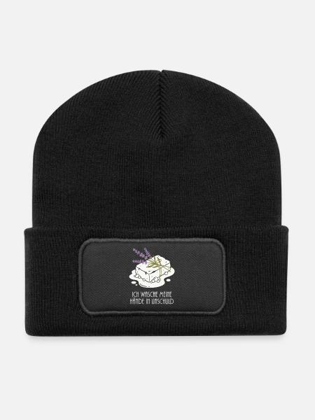 Seifen Schaum Lavendel Hobby - Recycelte Patch Beanie - Schwarz