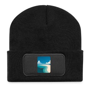 Beach Sea Palm Trees - Recycled Patch Beanie - black - Front