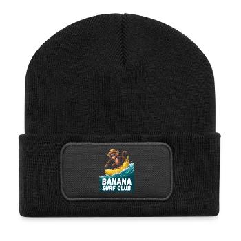 Bananen-Surfclub-Affe - Recycelte Patch Beanie - Schwarz - Vorne
