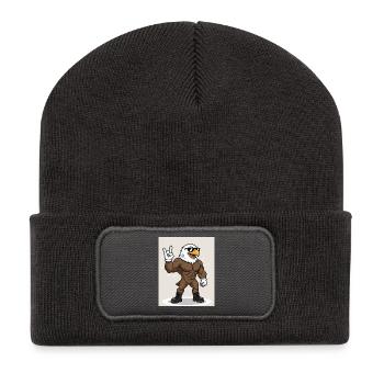 Stark & Cool – Tierischer Power Style - Recycelte Patch Beanie - Dunkelgrau - Vorne
