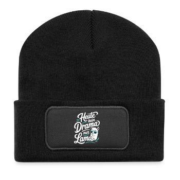 Heute kein Drama nur Lama Spruch - Recycelte Patch Beanie - Schwarz - Vorne