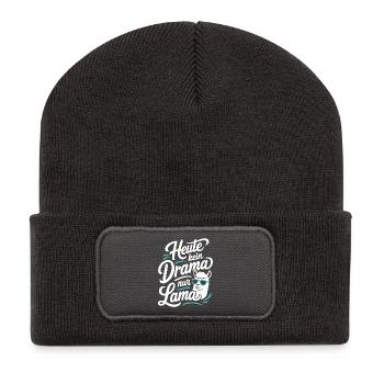 Heute kein Drama nur Lama Spruch - Recycelte Patch Beanie - Dunkelgrau - Vorne