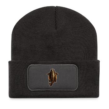 Carpe à miroir supérieur – Conception à l’échelle dorée - Beanie recyclé à patch - charbon - Devant