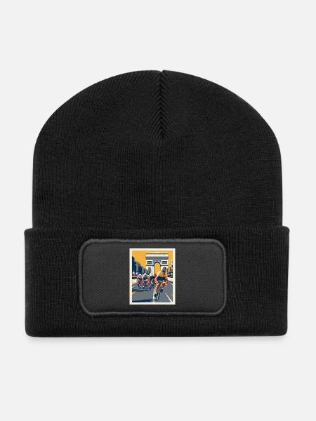 Paris Sprint – Radfahrer-Erinnerung - Recycelte Patch Beanie - Schwarz