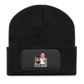 Cochon douillet grillé - Beanie recyclé à patch - noir - Devant