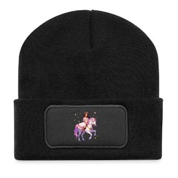 Princesse sur une licorne - Beanie recyclé à patch - noir - Devant