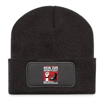 Nein Zur Wehrpflicht - Recycelte Patch Beanie - Dunkelgrau - Vorne