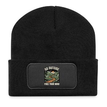 Hiker Nature Saying - Recycled Patch Beanie - black - Front