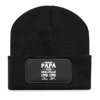Niveau Papa Débloqué Futur Père 2027 Papa Cadeau - Beanie recyclé à patch - noir - Devant