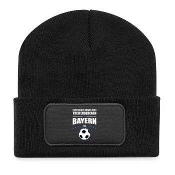 Treu ergebener Bayern Fan Geschenk | Vintage Look - Recycelte Patch Beanie - Schwarz - Vorne
