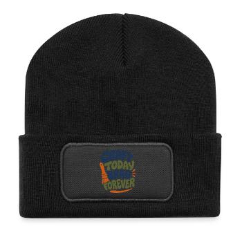 Craft Today Brag Forever - Recycelte Patch Beanie - Schwarz - Vorne