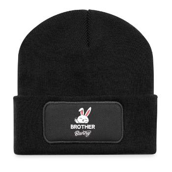Joyeuse Pâques, douce chasse aux œufs du lapin, œufs de Pâques - Beanie recyclé à patch - noir - Devant