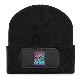 Neon-Wal Hoffnung - Recycelte Patch Beanie - Schwarz - Vorne