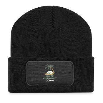 Cat JOMO - Recycelte Patch Beanie - Schwarz - Vorne