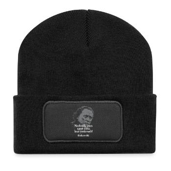 Citation de Charles Bukowski sur l’autonomie - Beanie recyclé à patch - noir - Devant