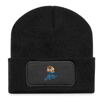 Aloha Palm et Vague Soleil - Beanie recyclé à patch - noir - Devant