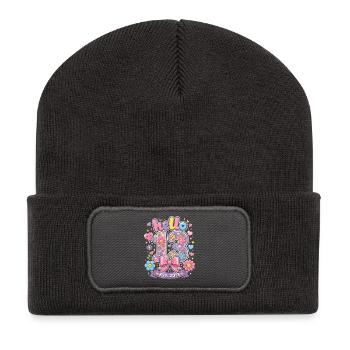 Hello 13 Ans Or et Nœud Rose | Anniversaire Ado - Beanie recyclé à patch - charbon - Devant