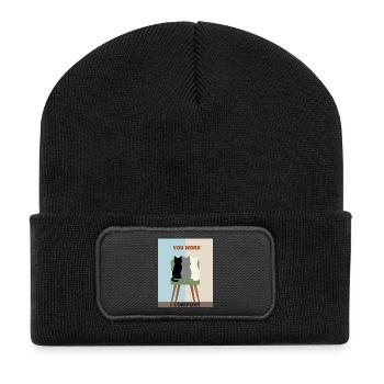 Cats in Chairs: Comfort over Work - Recycled Patch Beanie - black - Front