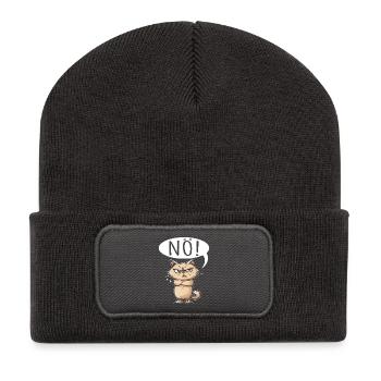 Um, Nope, Sarcasm & Funny Cat Tea Coffee - Recycled Patch Beanie - dark grey - Front