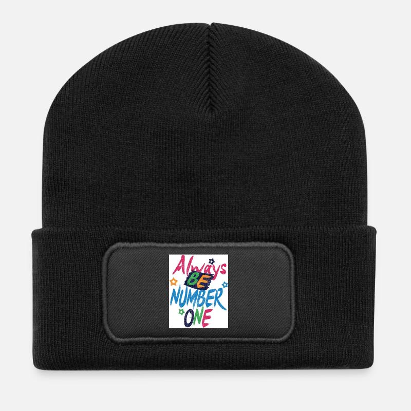 Always_be_Number 1 - Beanie recyclé à patch - noir