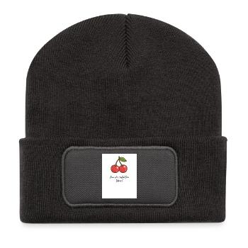 Kirsch-Vibes Süße Momente - Recycelte Patch Beanie - Dunkelgrau - Vorne