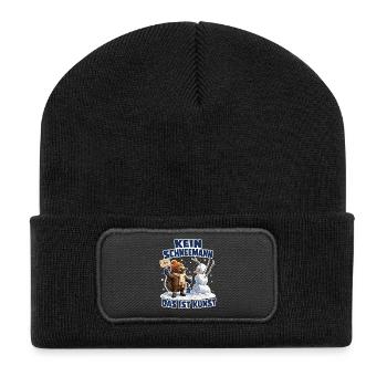 Kein Schneemann. Das ist Kunst - Recycelte Patch Beanie - Schwarz - Vorne