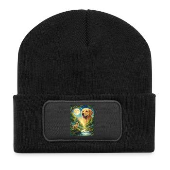Howling to the Moon Meme Animal Dog Labrador - Recycled Patch Beanie - black - Front
