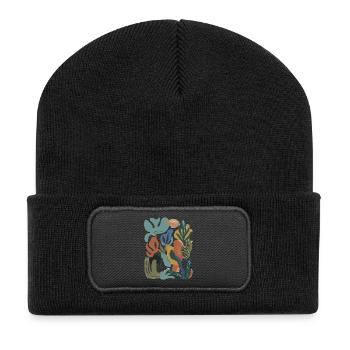 Art botanique abstrait moderne des formes - Beanie recyclé à patch - noir - Devant