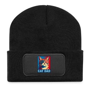 Papa chat patriote – Papa chat drôle pour - Beanie recyclé à patch - noir - Devant