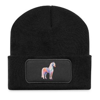 Cheval - Beanie recyclé à patch - noir - Devant