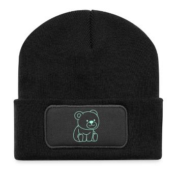 Bande dessinée ours - Beanie recyclé à patch - noir - Devant