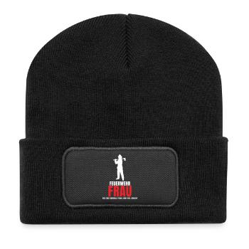 Feuerwehr Frau wie eine normale nur cooler Stolze - Recycelte Patch Beanie - Schwarz - Vorne