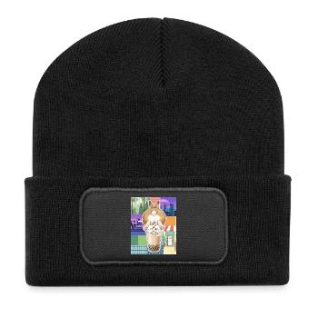 Cute Bunny Funny Boba Bubble Tea - Recycled Patch Beanie - black - Front