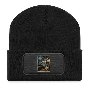 Opossum Beats God's Hand Funny Opossum Meme - Recycled Patch Beanie - black - Front