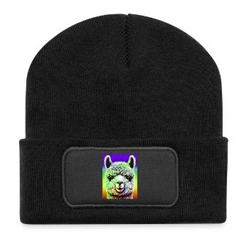 Alpaka - Recycelte Patch Beanie - Schwarz - Vorne