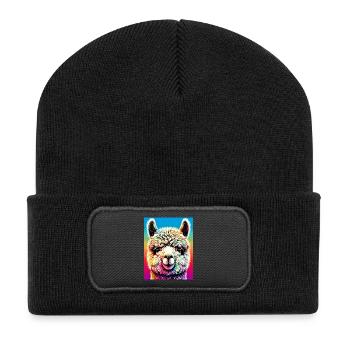 Alpaka - Recycelte Patch Beanie - Schwarz - Vorne