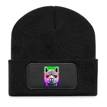 Alpaka - Recycelte Patch Beanie - Schwarz - Vorne
