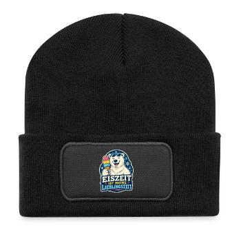 Eiszeit ist meine Lieblingszeit - Recycelte Patch Beanie - Schwarz - Vorne