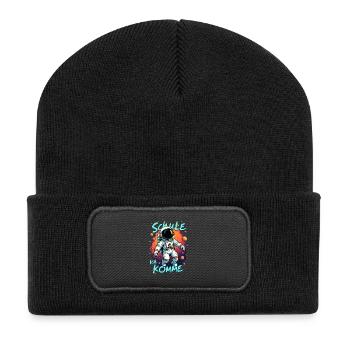 Schulkind 2026 Einschulung 2026 Schulanfang - Recycelte Patch Beanie - Schwarz - Vorne