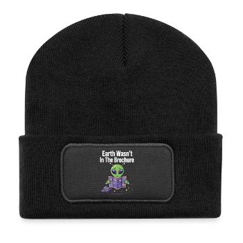 Earth Wasn’t In The Brochure Alien - Recycelte Patch Beanie - Schwarz - Vorne